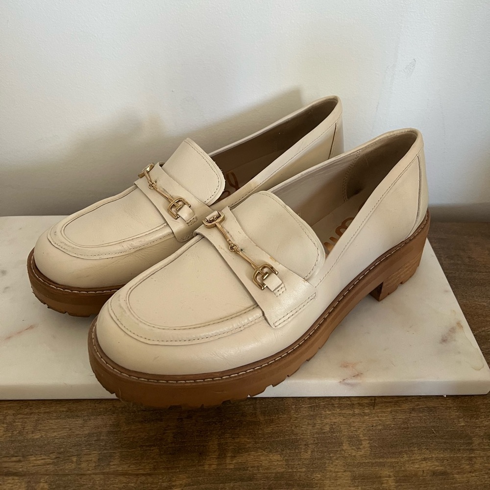 Sam Edelman Tully Lug Sole Loafers Size 8 - Cream